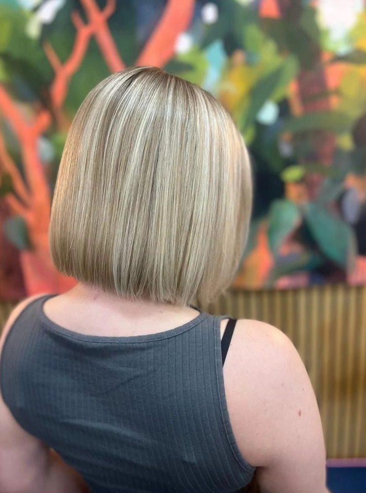 Bright blonde blunt bob